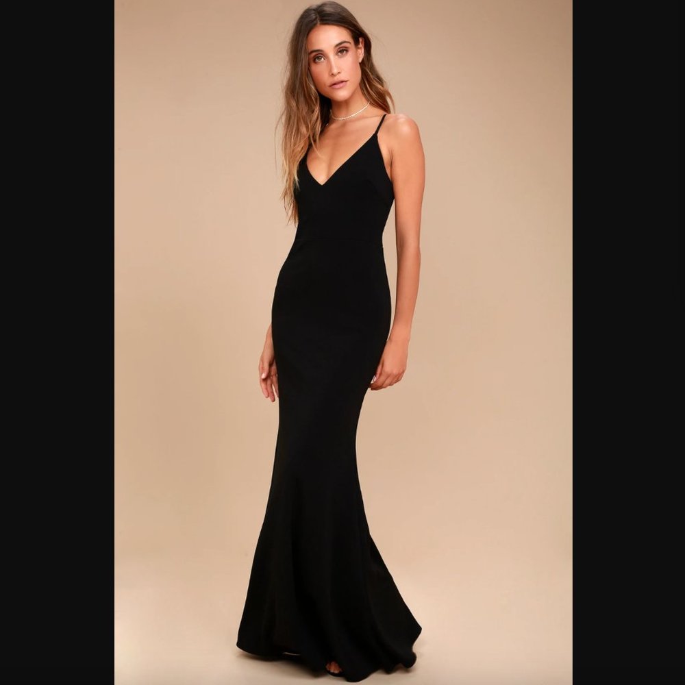 LULUS BLACK MERMAID GOWN SIZE M